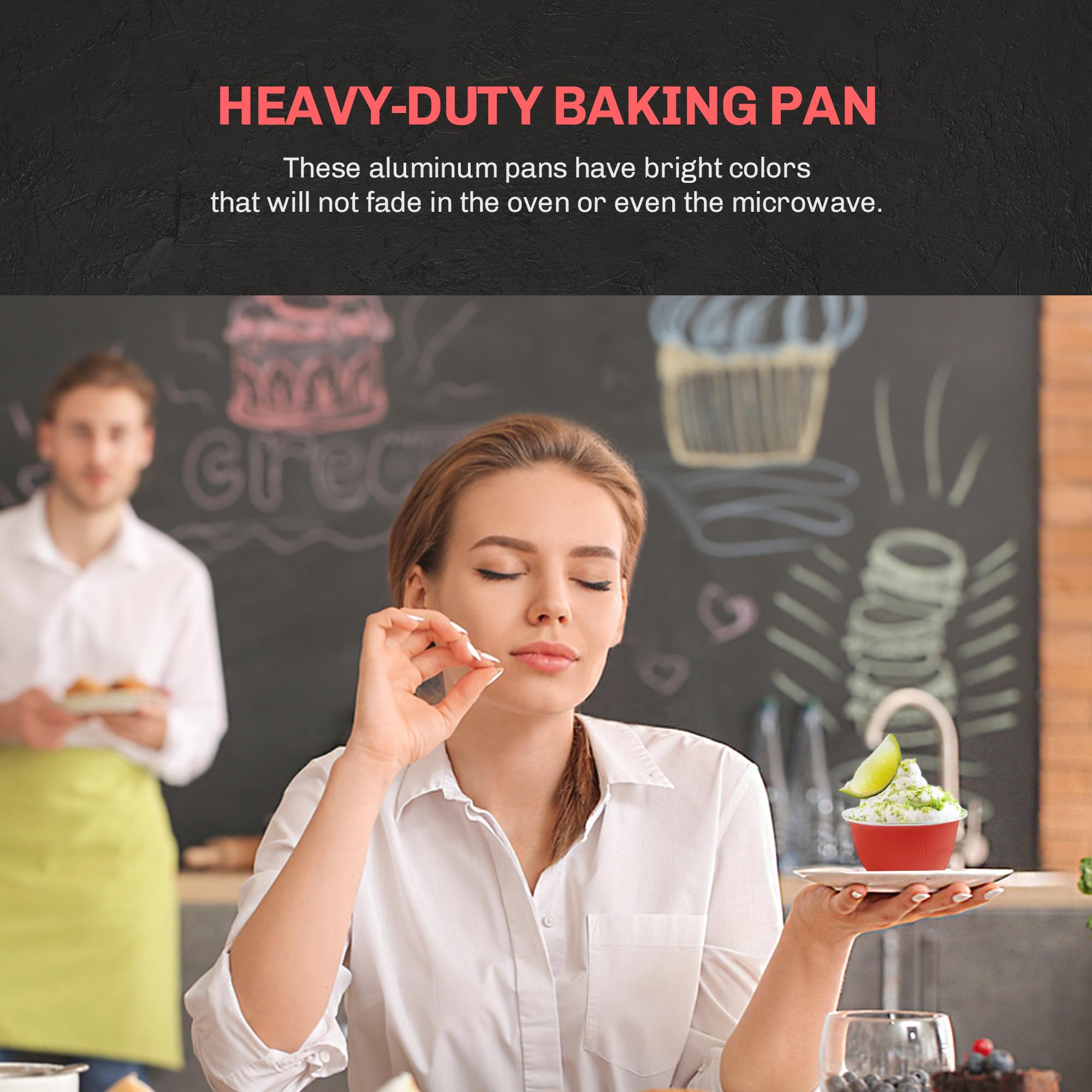 KitchenDance 4oz Disposable Colored Aluminum Baking Cups with High Dome Lids - 1000 Pack Red Foil Pans for Creme Brulee, Flan, Cupcakes - Perfect for Baking, Cooking, Meal Prep & Party Serving - Ideal for Home Kitchens, Bakeries & Catering Services