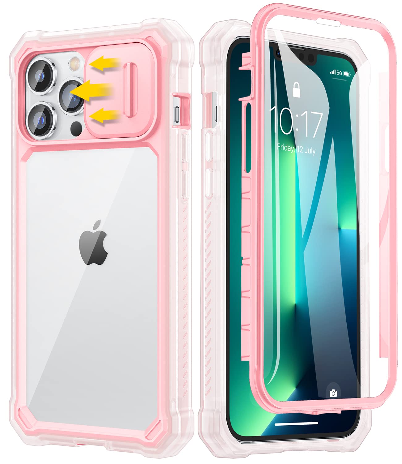 Shockproof iPhone 13 Pro Max/12 Pro Max Case with Slide Camera Cover & Built-in Screen Protector - Heavy Duty Protective Phone Cover for 6.7