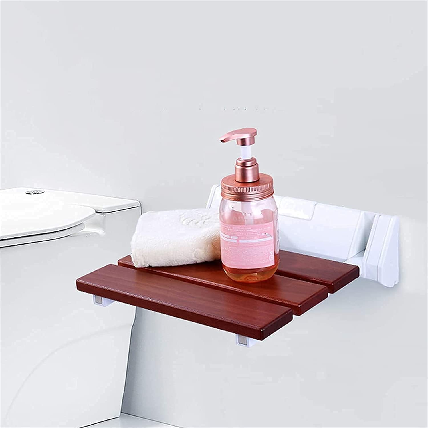 Foldable Wall Mounted Shower Chair for Elderly - Non-Slip Bathroom Seat with Backrest, Folding Shower Bench for Seniors & Disabled - Ideal for Home, Sauna, and Mobility Assistance