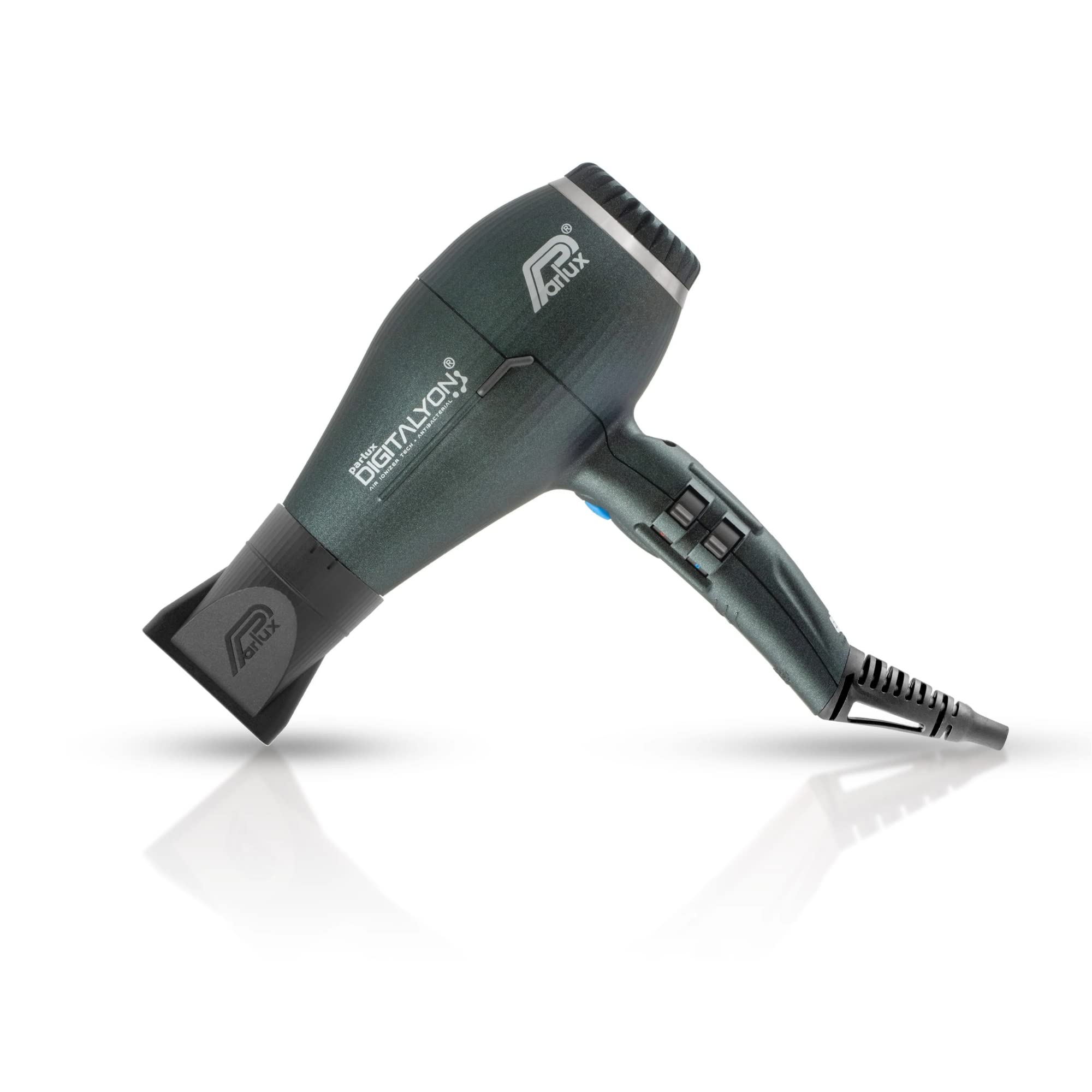 Parlux Digitalyon Anthracite Professional Hair Dryer with Slim Straightening Nozzle - 2 Speeds, 4 Heat Settings & Cool Shot for Frizz-Free Straight Hair - Ultra Quiet for Salon-Quality Styling at Home, Travel & Daily Use