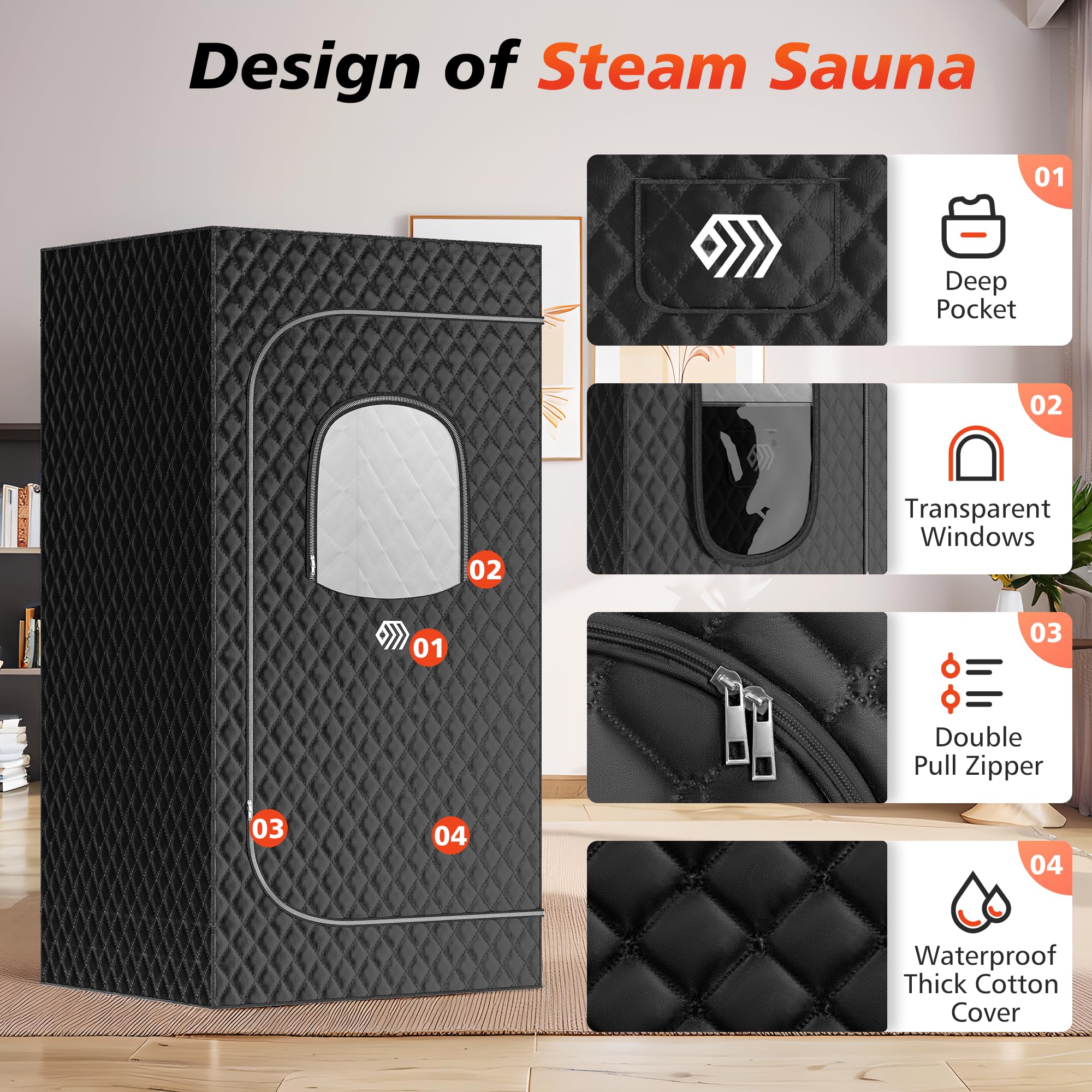 Portable Sauna Tent for Home - Personal Steam Sauna with Remote Control, Folding Chair & Mat | Detox & Relaxation | Perfect for Home Spa, Yoga & Weight Loss Therapy