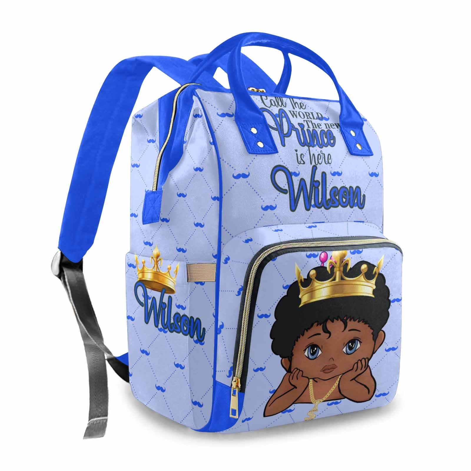 **Personalized Monogram Diaper Backpack for Baby Boys & Girls - Custom Crown Prince Name Baby Bag, Waterproof Nappy Backpack for Travel, Daycare & Baby Shower Gifts**