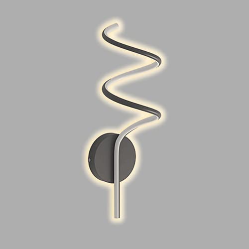 Creative Linear Spiral Wall Lamp - Modern Metal Strip Wall Sconce with White Acrylic Shade, 3000K Warm White LED Lighting Fixture for Bedroom, Living Room, Hallway - Dimmable Bedside Wall Light for Cozy Ambiance