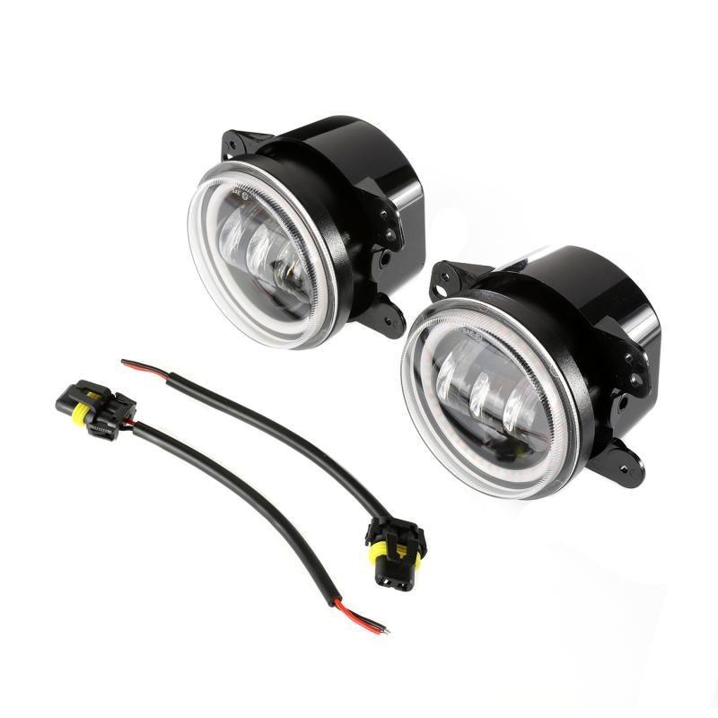 7 LED Headlight Replacement with Halo Ring + 4 LED Fog Light Kit + Front Turn Signal & Fender Flares Side Marker Light for Jeep Wrangler JK 2007-2018 - Off-Road Adventure & Night Driving Upgrade