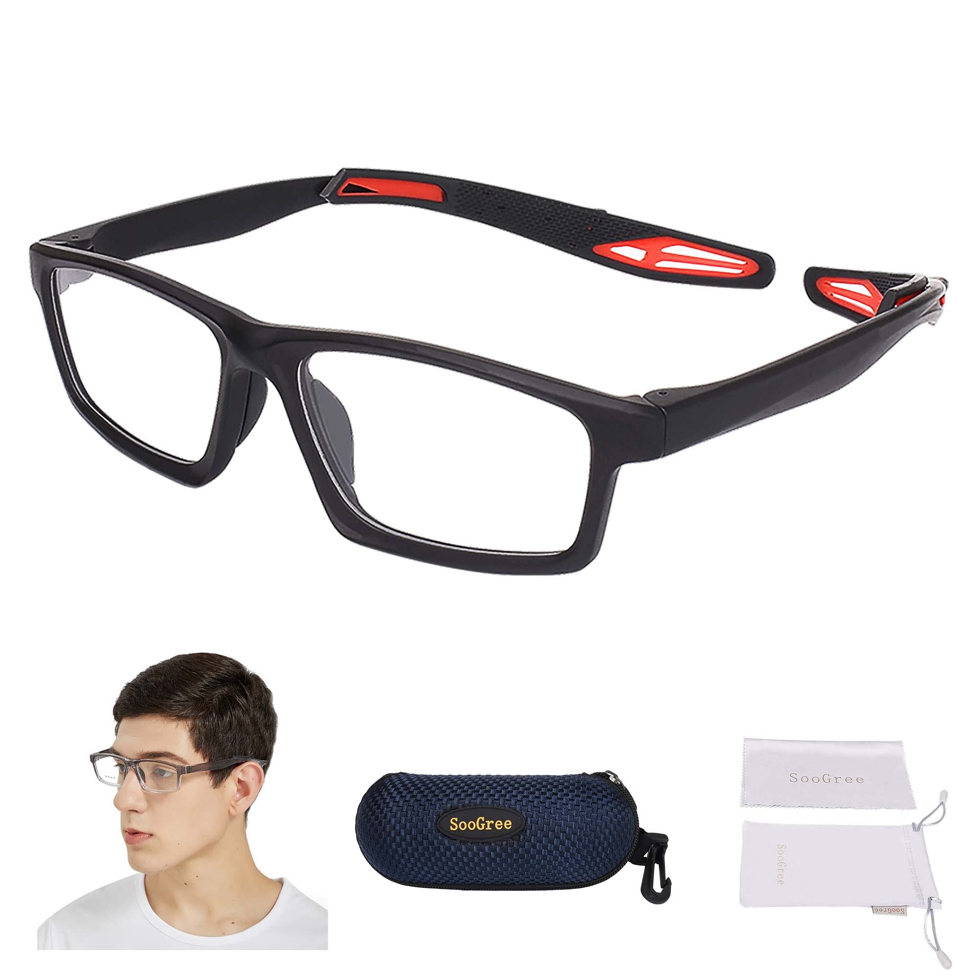 Best Sports Goggles for Football & Soccer - Adjustable Safety Glasses with Interchangeable Temples for Men & Youth - Perfect for Training, Games & Outdoor Sports Activities