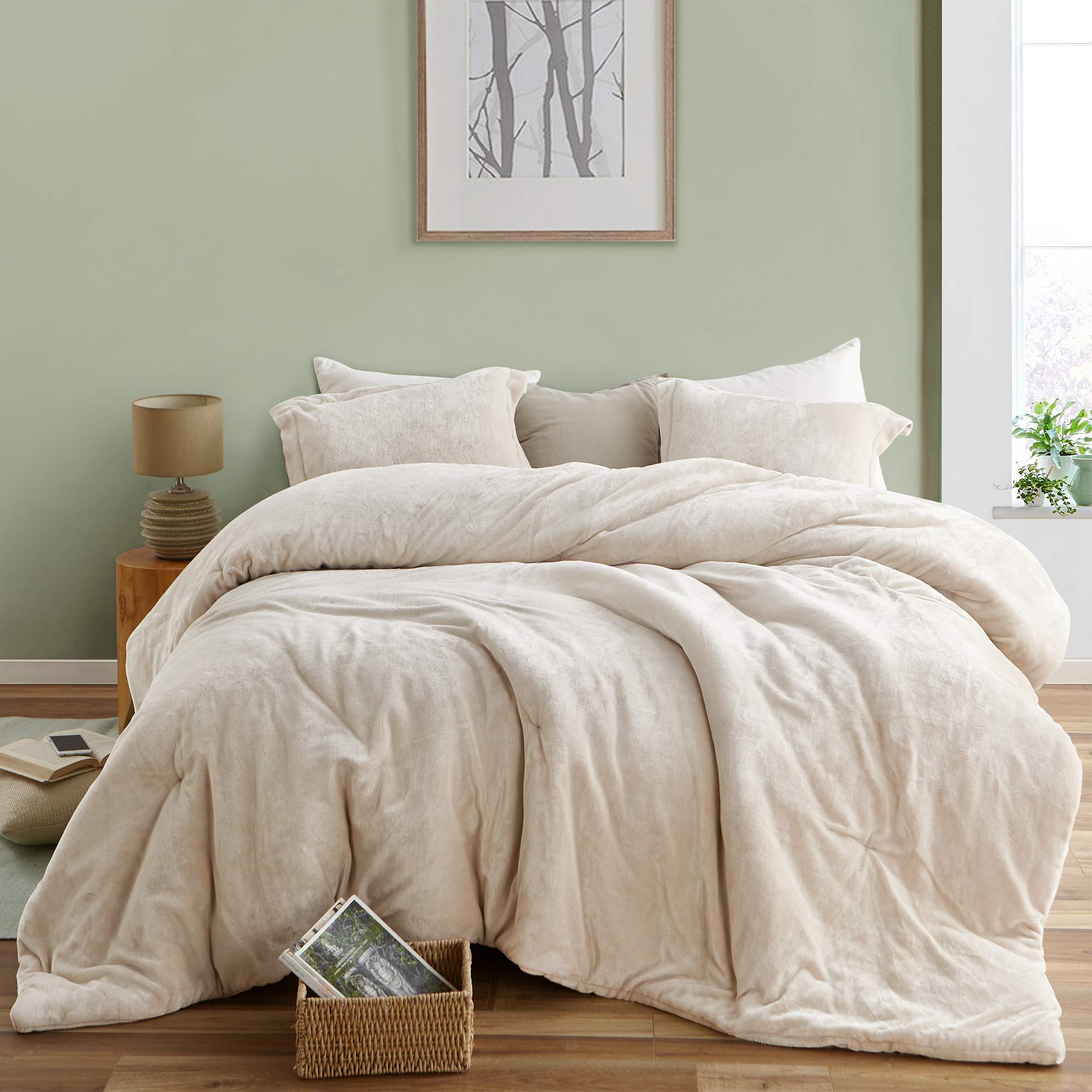 Byourbed The Original Plush Coma Inducer® Oversized Queen Comforter Set - Super Soft Luxury Bedding in Almond Milk Color - Perfect for Cozy Bedrooms & Guest Rooms