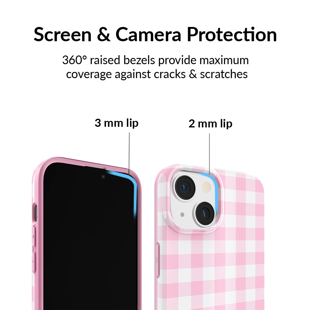 Cute Baby Pink Gingham iPhone Case - Trendy Protective Cover for iPhone 13/14/15 Pro Max - Perfect for Girls, Teens & Women - Great Gift for Birthday, Christmas & Everyday Use