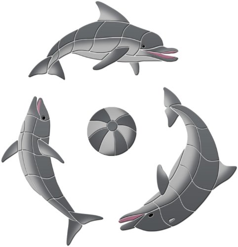Dolphin Ceramic Swimming Pool Mosaic Tile - Grey - 48