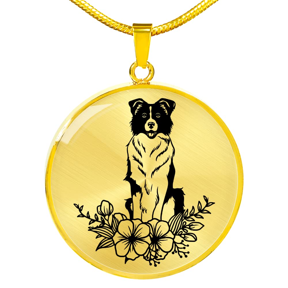 Border Collie Dog Necklace for Women - Cute Floral Wreath Design Pet Lover Jewelry, Perfect Gift for Dog Moms, Birthday & Mother's Day | Wear for Casual Outings, Date Nights & Special Occasions
