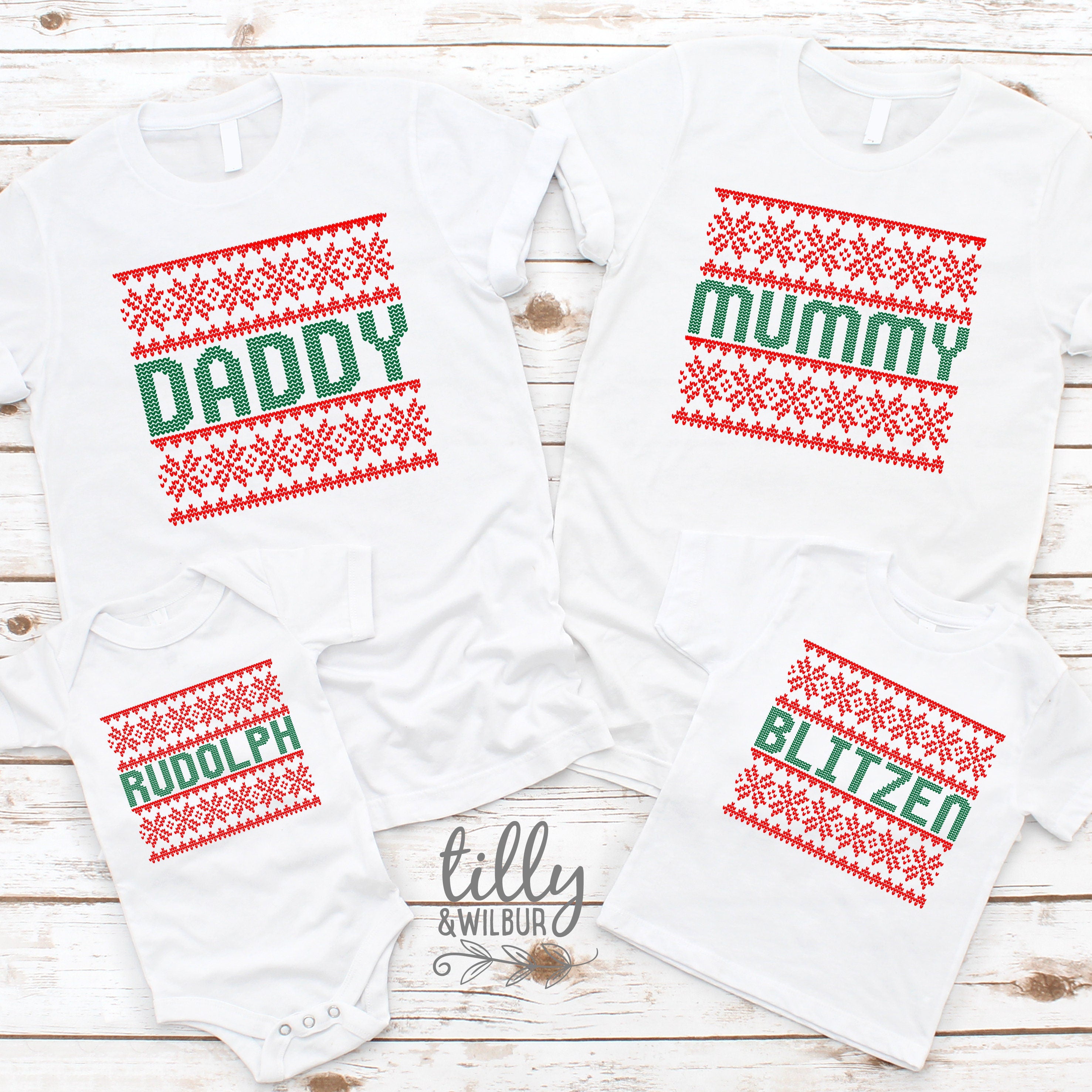 Custom Surname Family Christmas T-Shirts | Personalized Holiday Matching Outfits | Great for Family Photos, Christmas Parties & Festive Gatherings