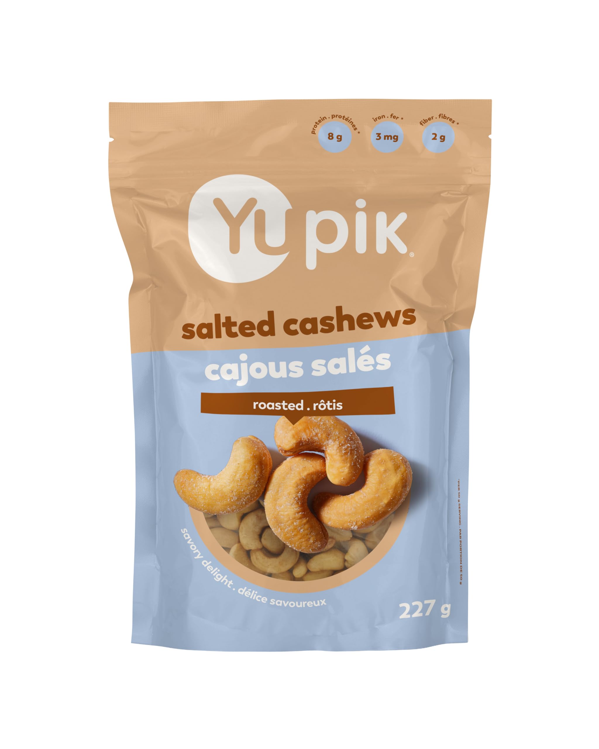 Yupik Roasted Salted Whole Cashews - 8oz Gluten-Free Kosher Nuts | Crunchy Sea Salt Cashew Snacks for Parties, Hiking & Healthy On-the-Go Nutrition
