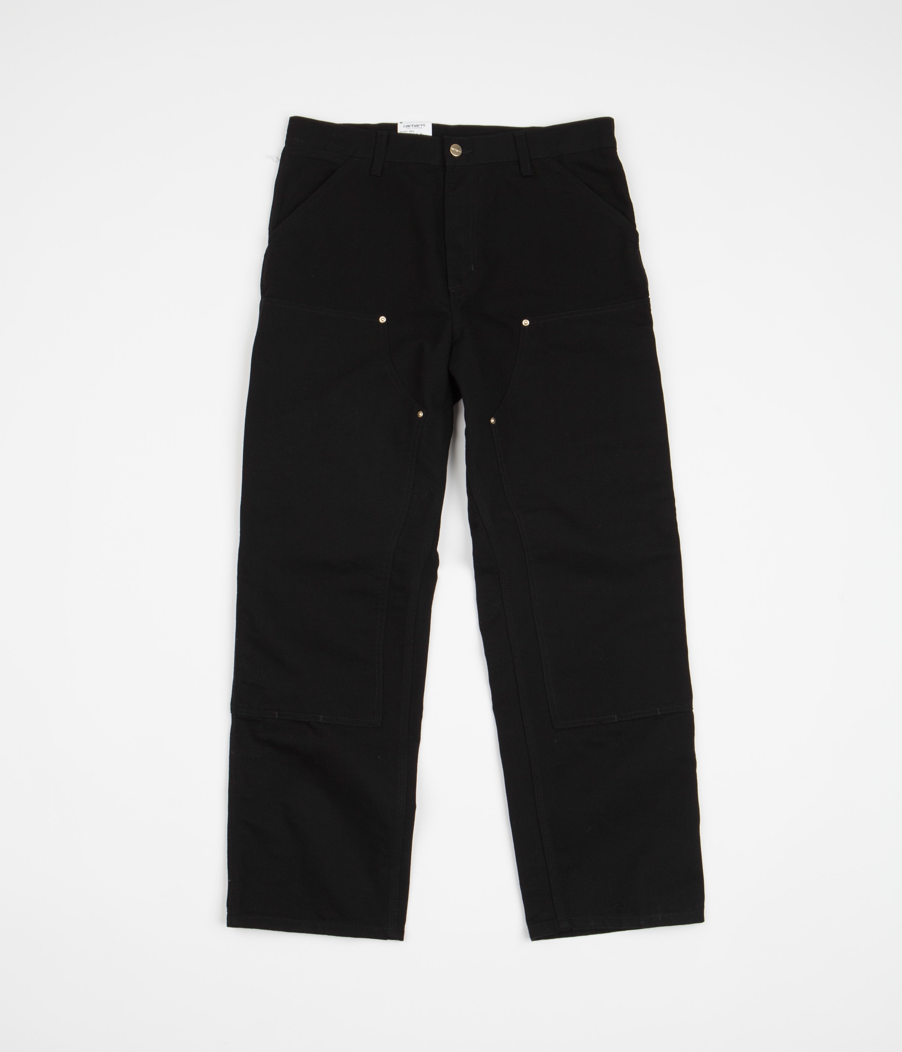 Carhartt Double Knee Work Pants - Durable Black Rinsed Denim for Construction, Carpentry & Outdoor Workwear