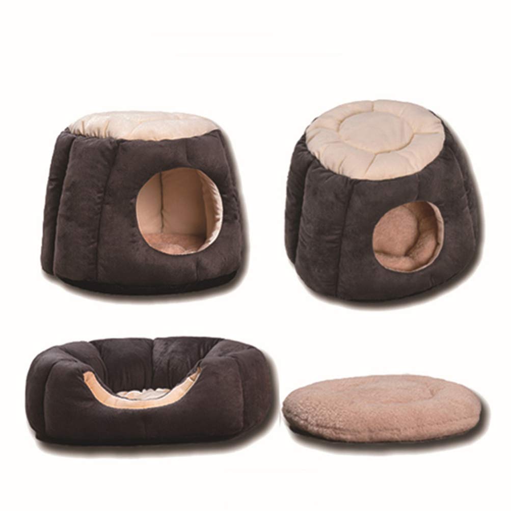 POPETPOP Pet Bed for Cats, Dogs, Guinea Pigs & Rabbits - Soft Round House Tent with Cozy Bedding - Perfect for Hedgehogs, Bunnies & Small Pets - Ideal for Indoor Comfort & Cuddling