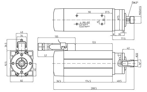 2.2KW Air-Cooled Spindle Motor 18000RPM ER20 CNC Router Spindle - High Power Square Spindle for Woodworking, Metal Engraving & 3D Carving