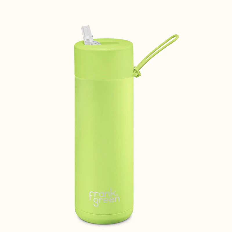 Frank Green 20oz (595ml) Ceramic Reusable Water Bottle with Straw Lid - Eco-Friendly, Leak-Proof & Insulated for Gym, Office & Outdoor Activities