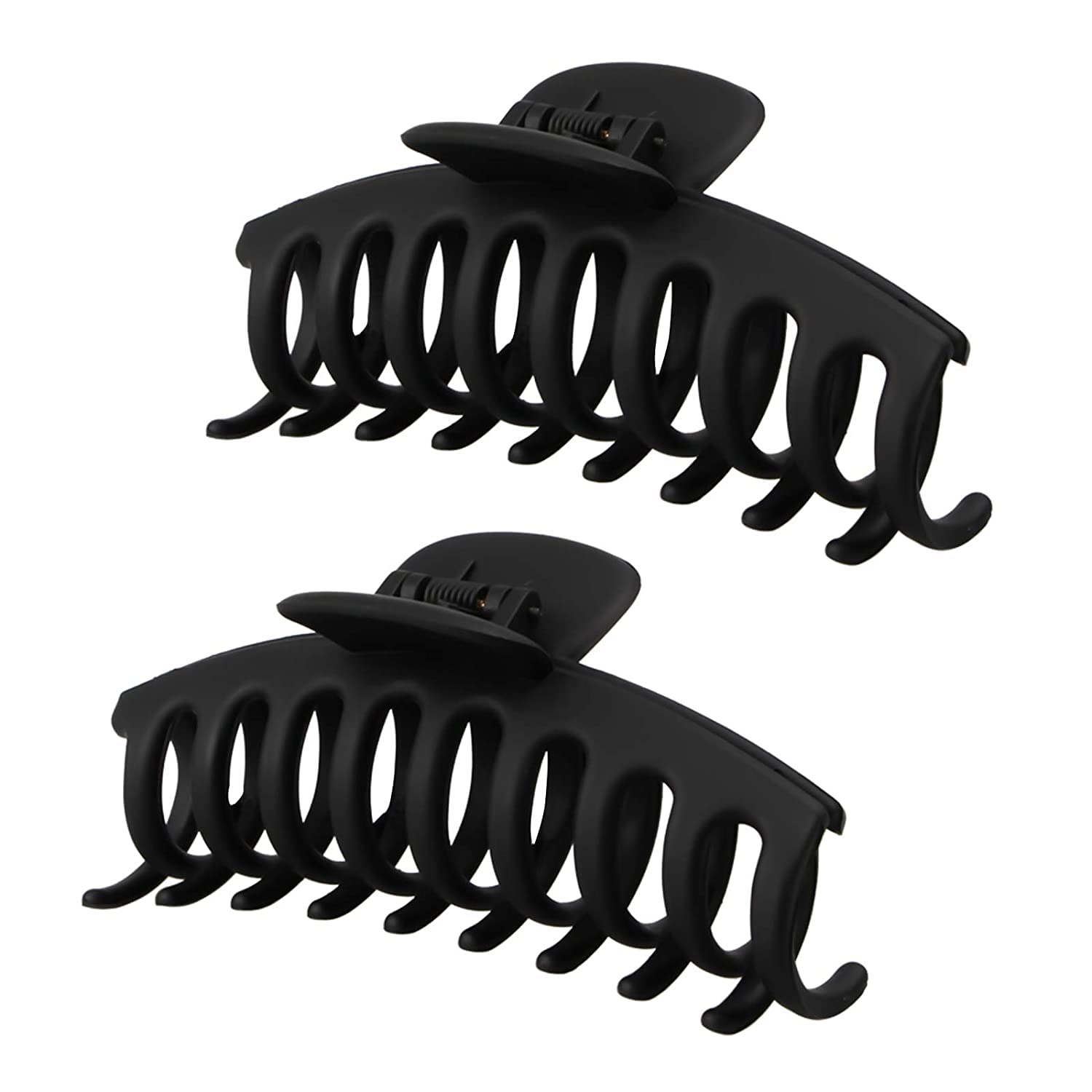 2PCS Black Hair Claw Clips - 4.3 Inch Large Matte Hair Claws for Women | Strong Hold Hair Barrettes & Accessories for Girls | Perfect for Updos, Ponytails & Everyday Styling