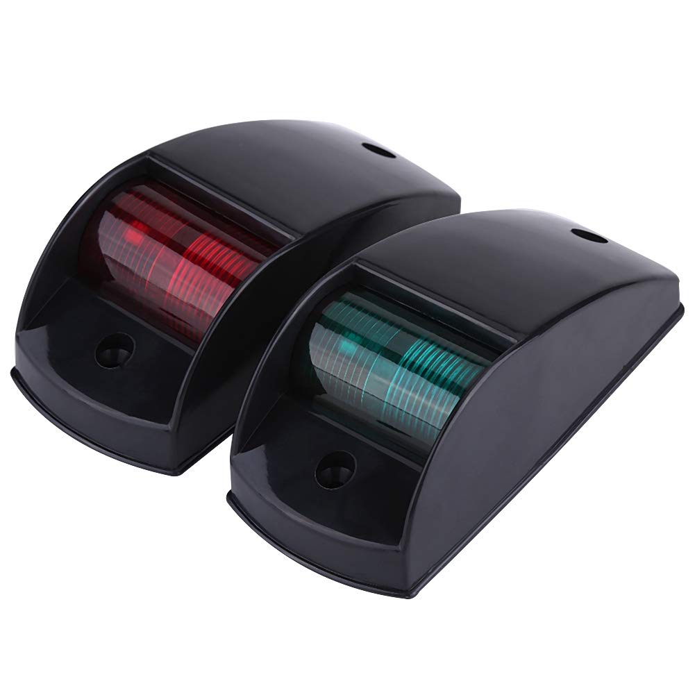 EVGATSAUTO 12V Red & Green LED Marine Navigation Lights for Boats & Yachts - Waterproof Pair with Black Housing - Perfect for Night Sailing, Fishing & Water Sports