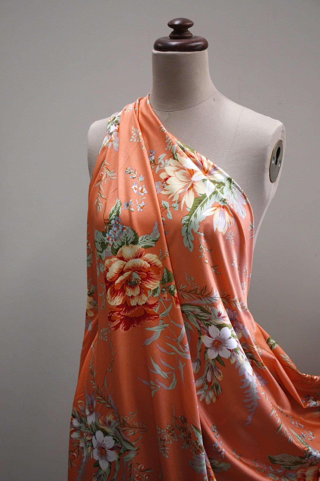 Apricot Floral Stretch Swimwear Fabric - Soft, Comfortable & Quick-Drying Material for Swimsuits, Bikinis & Beachwear - Perfect for Summer Swimwear Designs & DIY Projects