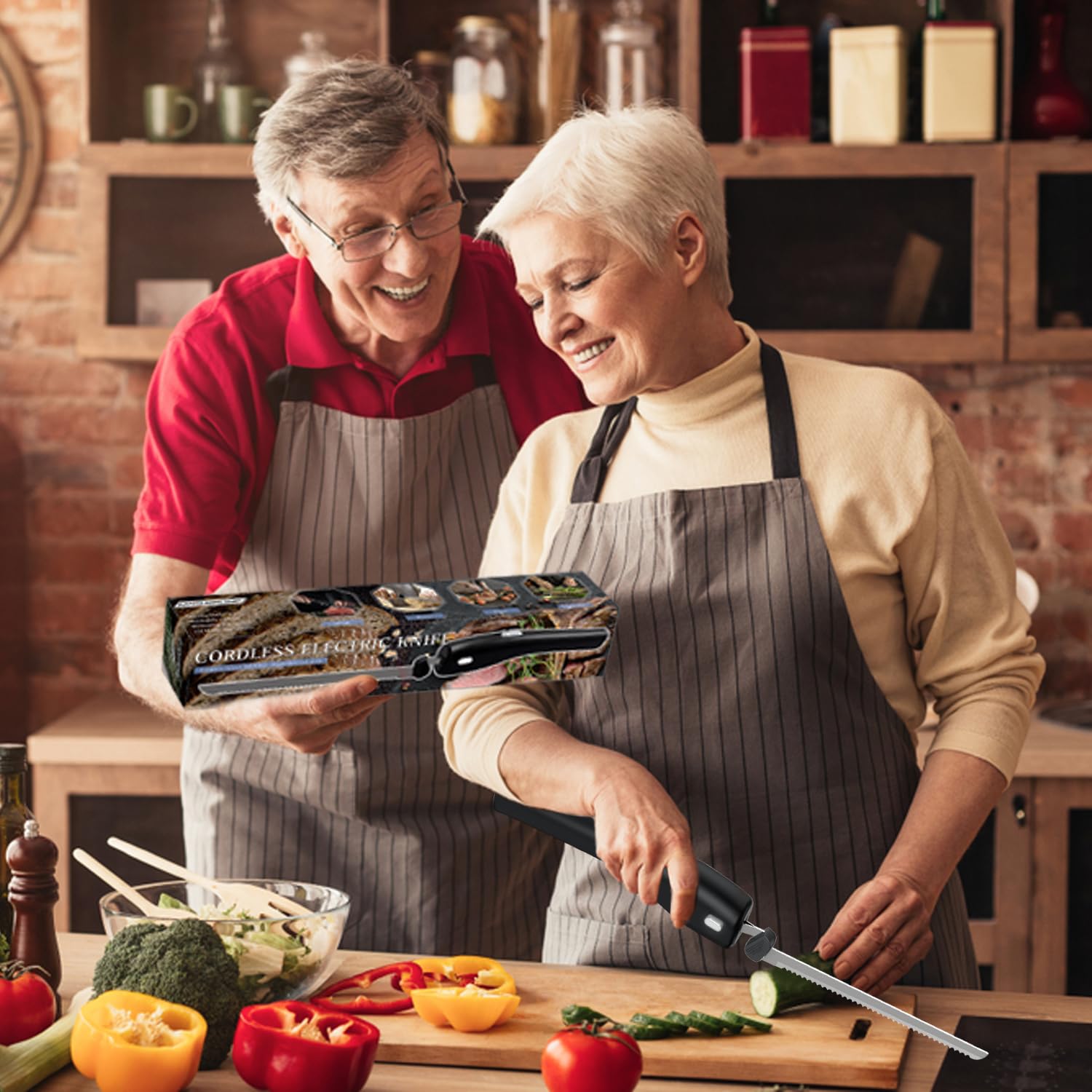Rechargeable Cordless Electric Knife with 2 Stainless Steel Blades - Safety Lock & Ergonomic Handle for Carving Meat, Bread, Fish, Cheese & Steak | Perfect for Holiday Dinners, BBQ Parties & Home Cooking (Grey)