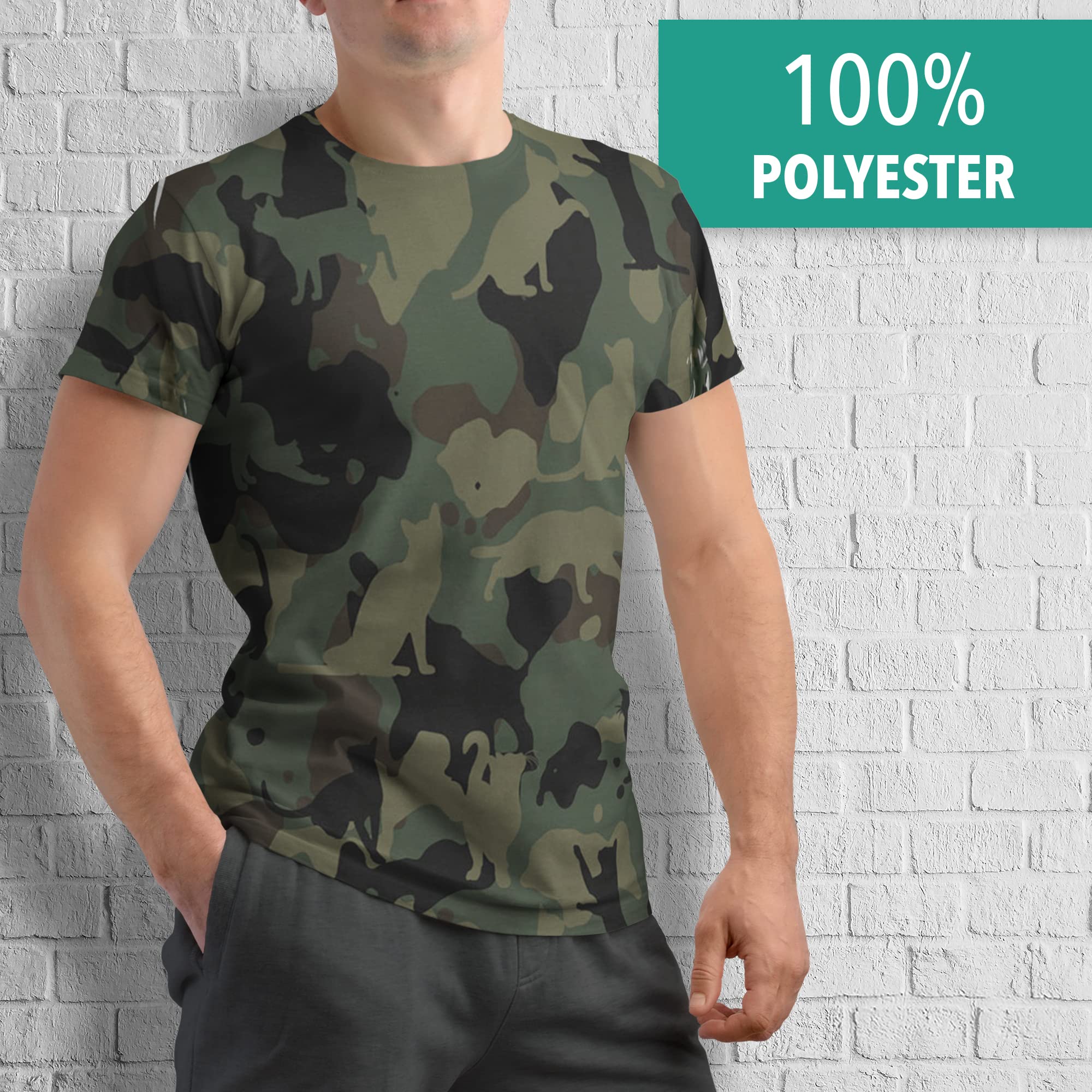 Camo Cat Print T-Shirt for Adults - Funny Animal Lover Tee for Casual Wear & Gifts