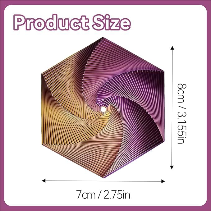 2 Packs 3D-Printed Colorful Fractal Fidget Hexagon Toys - Anti-Anxiety Stress Relief Sensory Toys for Adults & Kids - Perfect for Office, Travel, and Classroom Focus - Unique Birthday Gift Idea