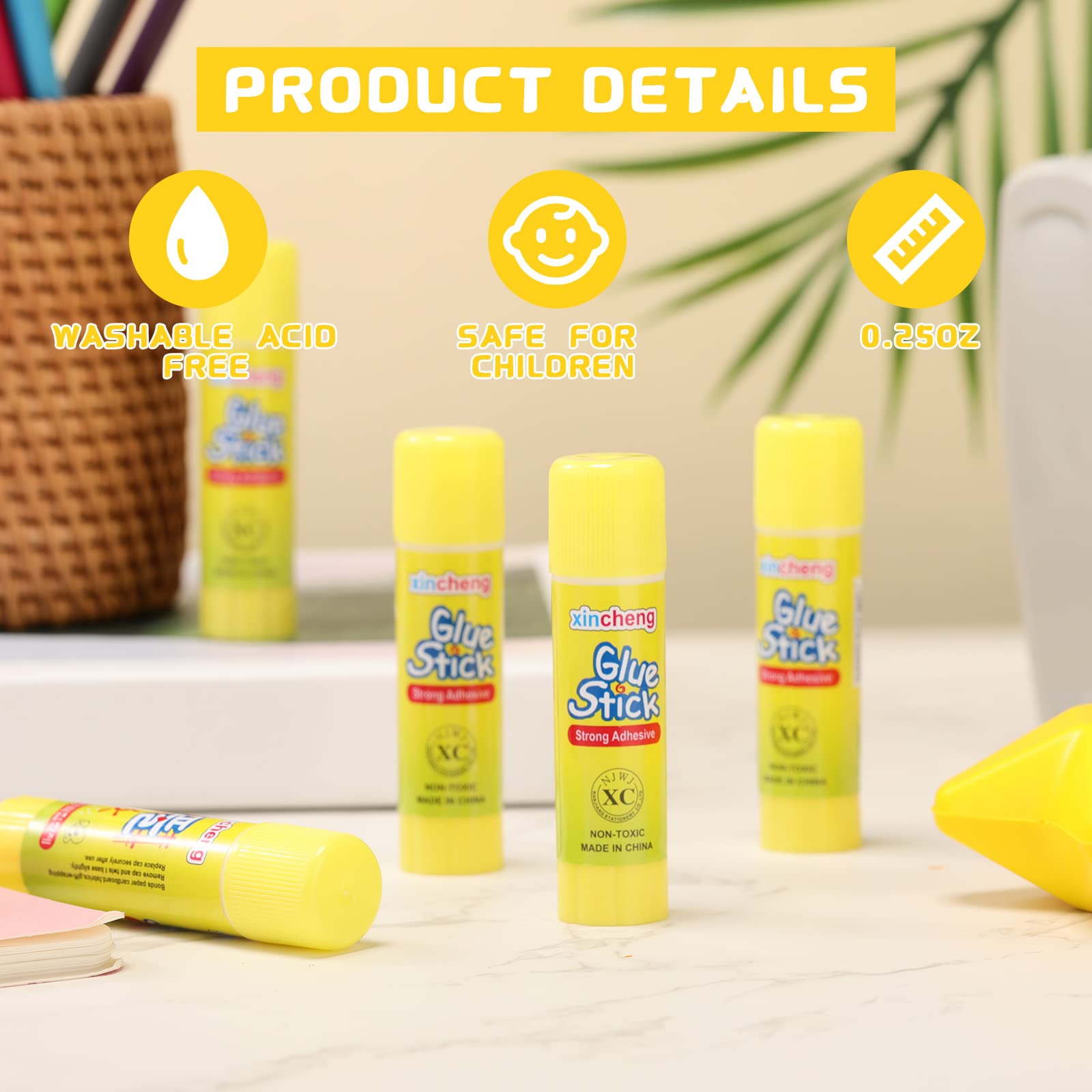 Zubebe Washable White Glue Sticks - 100 Pack for Crafts, Scrapbooking, School & Office | Non-Toxic Adhesive for Kids, Students, Teachers & DIY Projects | Perfect for Classroom, Home & Art Supplies