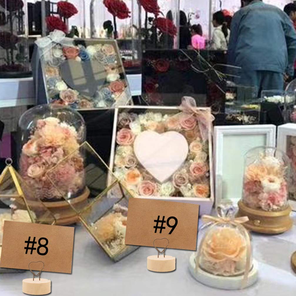 PRETYZOOM 12 Pcs Rustic Wood Wedding Table Number Holders - Bamboo Menu Stands, Card Holders & Memo Clips for Wedding Decor, Office Organization & Home Display