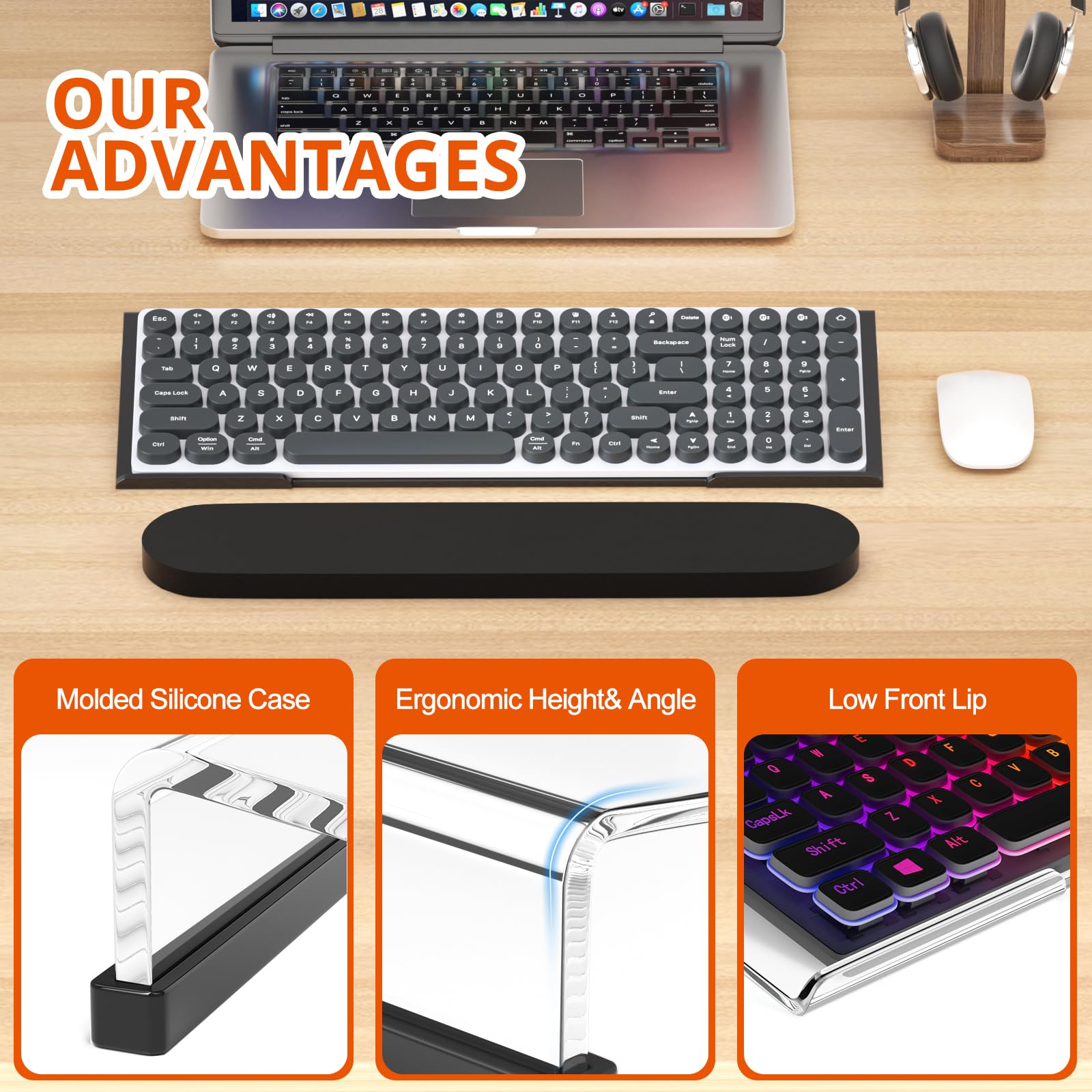 Ergonomic Keyboard Stand - Anti-Slip Tilt Riser for Office & Home