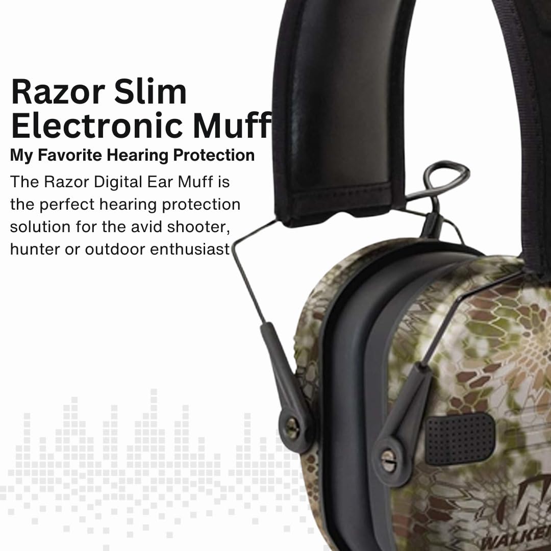 Walker's Razor Slim Electronic Shooting Earmuffs 2-Pack - Noise Canceling Hearing Protection with Walkie Talkie & OTG Glasses - Perfect for Hunting, Shooting Range, and Outdoor Activities