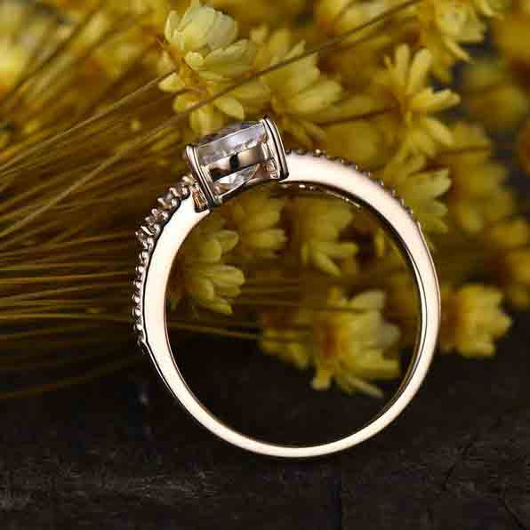 Vintage Moonstone Engagement Ring for Women - Rose Gold Split Shank with Milgrain Detailing - Perfect for Weddings, Anniversaries & Romantic Gift Giving