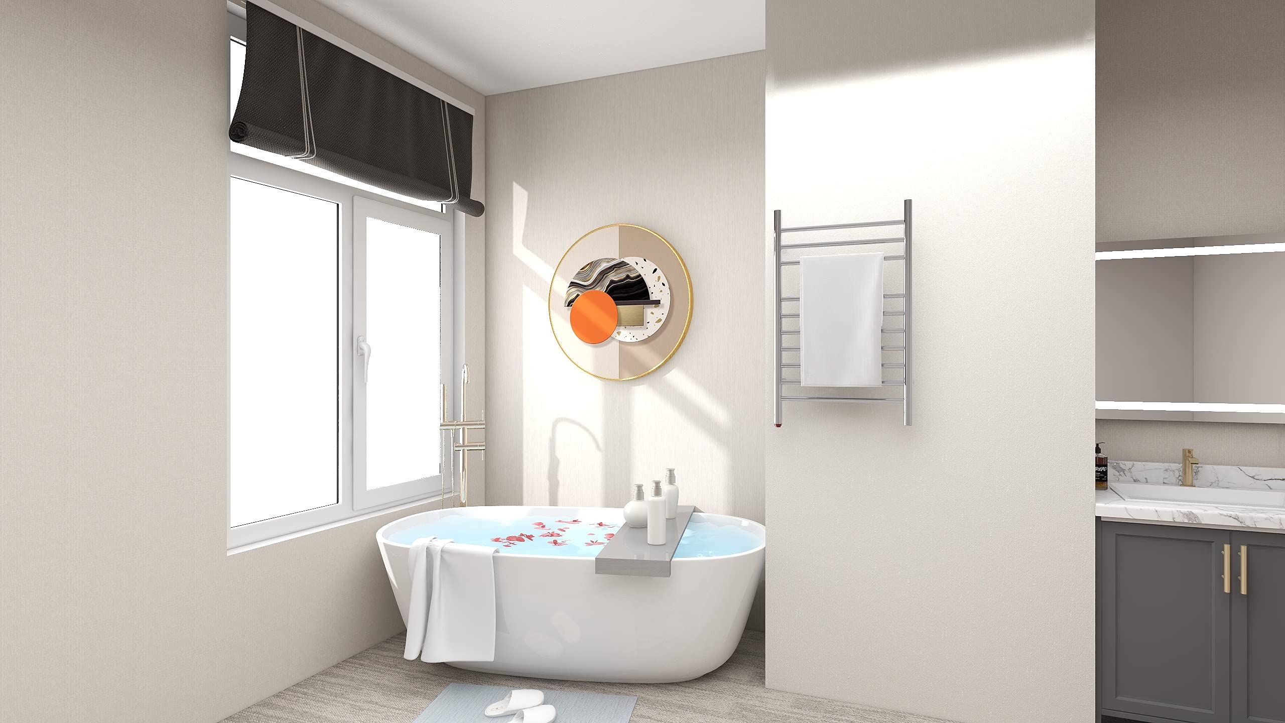 HEATGENE Compact Electric Towel Warmer - Wall Mounted Bathroom Towel Heater Rack for Small Spaces, Plug-in or Hardwired Installation, Mirror Polish Finish | Perfect for Cozy Bathrooms, Spa-Like Experience, Guest Rooms & Luxury Hotels