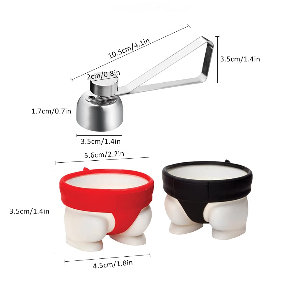Premium Egg Cups Set of 2 with Stainless Steel Egg Topper - Perfect for Soft & Hard Boiled Eggs | Ideal for Breakfast, Brunch & Easter Decor | Durable Kitchen & Dining Accessories