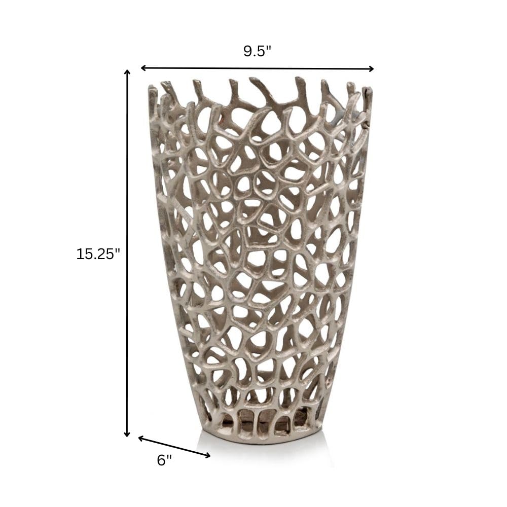 Modern Silver Twig Table Vase - Elegant 15.25