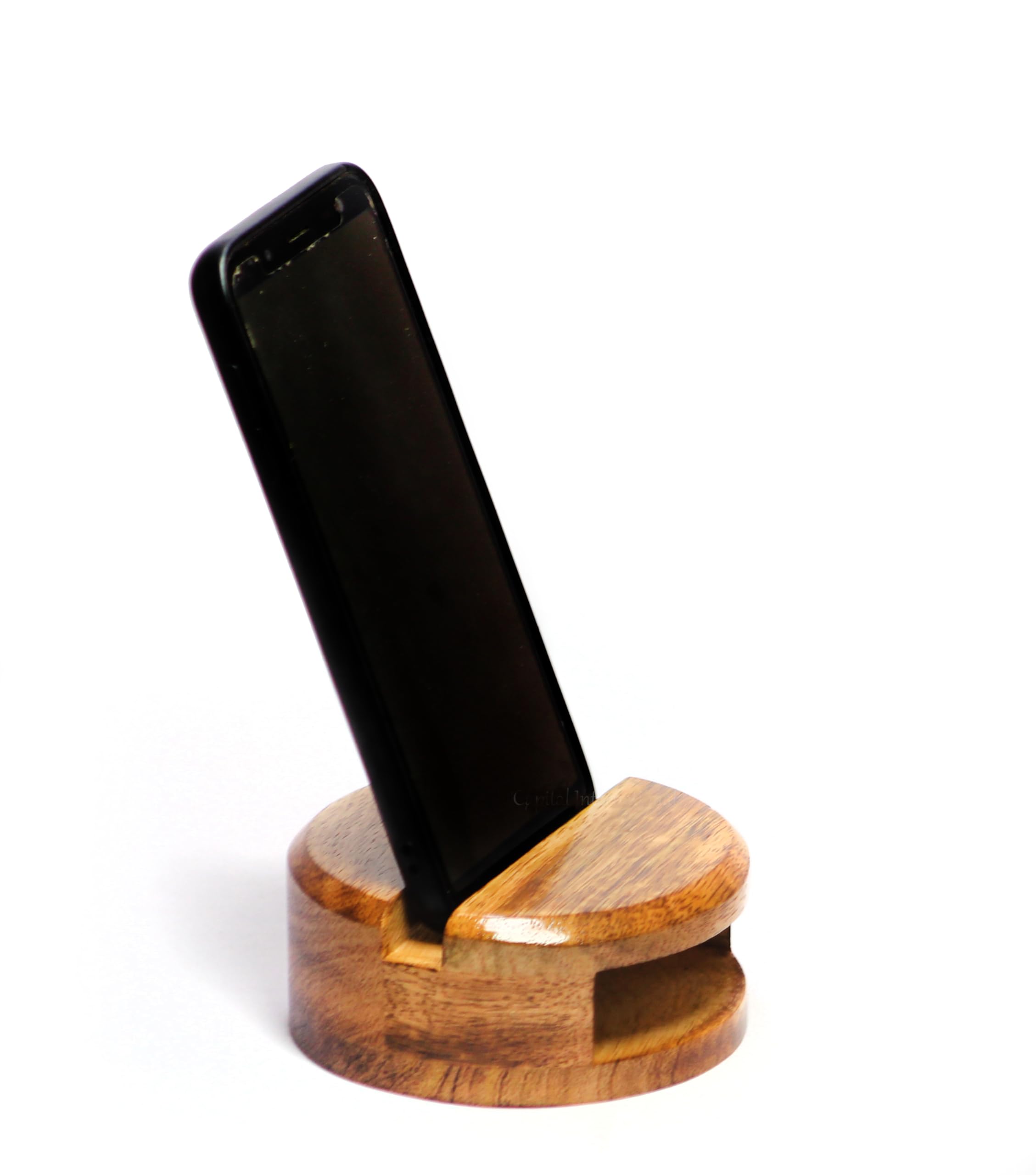 Premium Wooden Phone Stand for Desk - Handcrafted Mobile Speaker Holder & Amplifier - Universal Fit for All Smartphones - Perfect for Home Office, Zoom Meetings & Music Listening