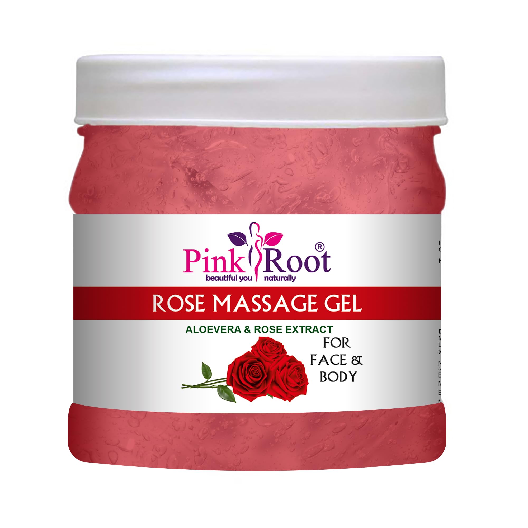 Pink Root Rose Facial Massage Gel - Hydrating & Glowing Gel with Natural Rose Extracts (500ml) for Skin Care & Relaxation - Perfect for Spa, Home Facial & Self-Care Routine
