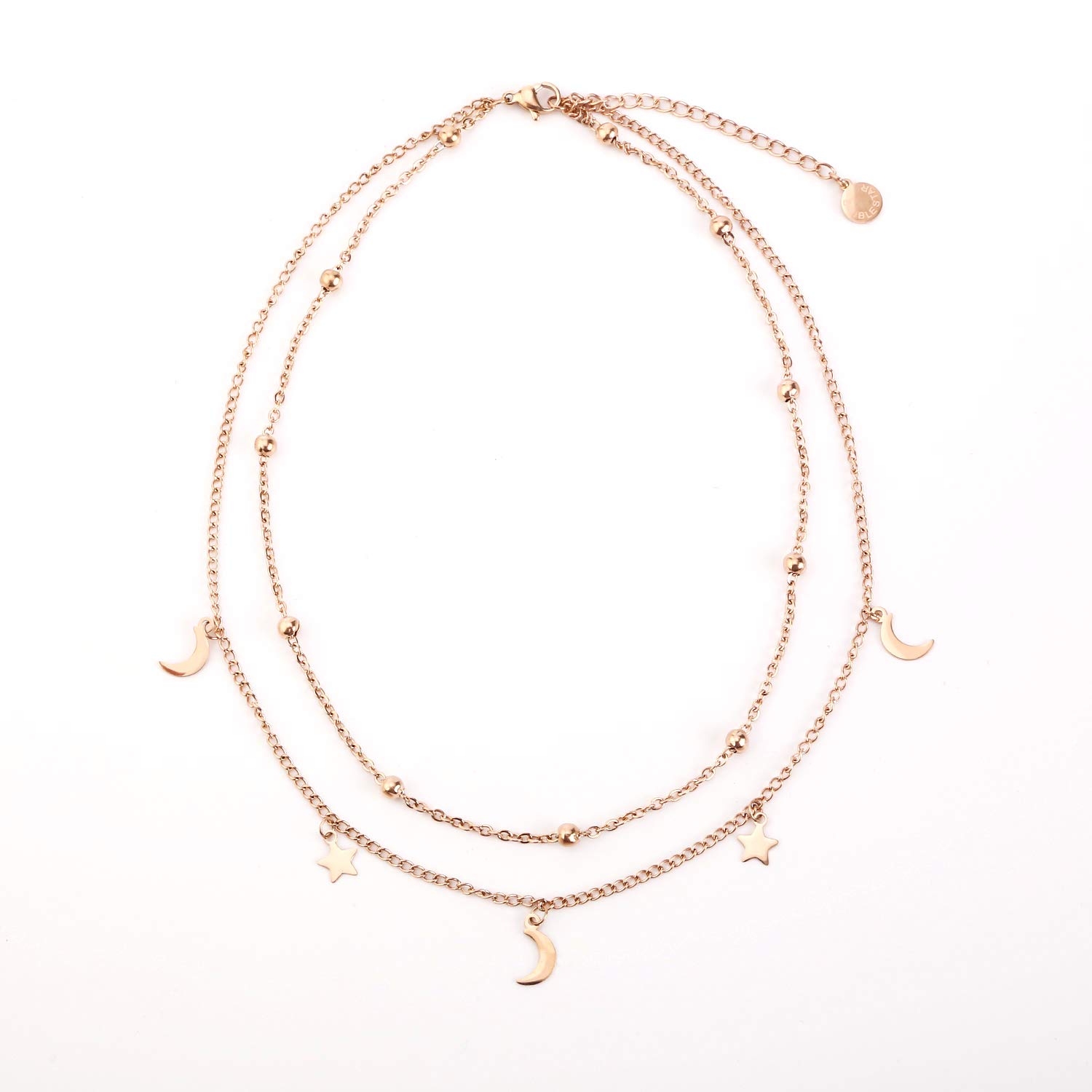 Star Moon Charm Necklace - Dainty Layering Chain Choker for Women | Perfect for Everyday Wear, Date Nights & Gift Giving