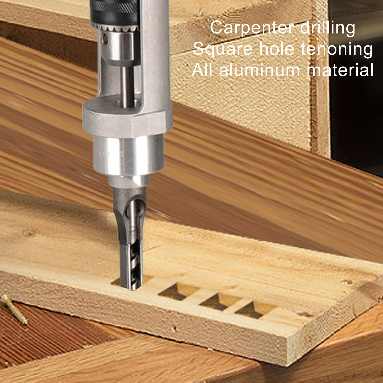 Square Hole Drill Bit Adapter - High Efficiency Woodworking Tool for Mortise & Tenon Joints, Aluminum Alloy 38-43mm Drill Chuck - Perfect for Cabinet Making, Furniture Repair & DIY Wood Projects