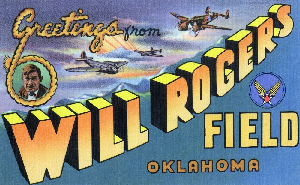 Oklahoma Will Rogers Field Large Letter Scenes - 12x18 Wall Art Poster for Home & Office Decor | Vintage Aviation Theme, Perfect for Living Room, Bedroom or Man Cave