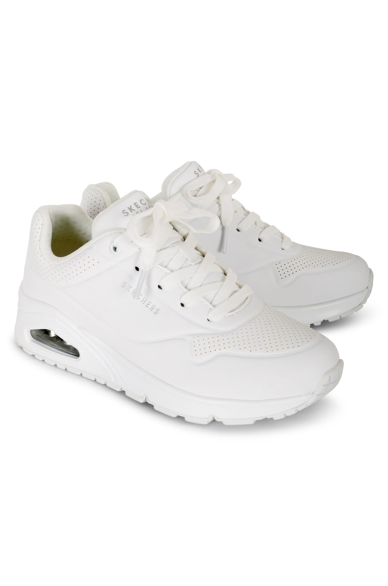 Comfortable White Lace-Up Shoes with Memory Foam Insole - Style 73690 B1 for Walking, Running & Casual Wear