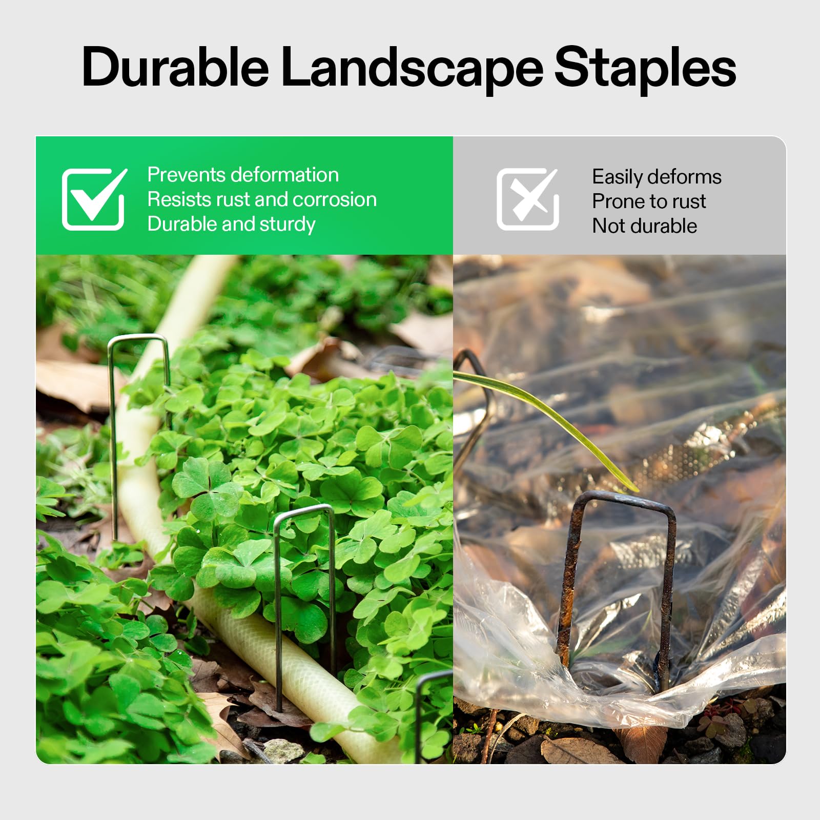 VIVOSUN 6 Inch 100-Pack Heavy Duty Galvanized Steel Landscape Staples - 11 Gauge U-Shaped Garden Pins for Weed Barrier Fabric, Soaker Hose, Fencing, and Ground Cover - Perfect for Lawn, Garden, and Landscaping Projects