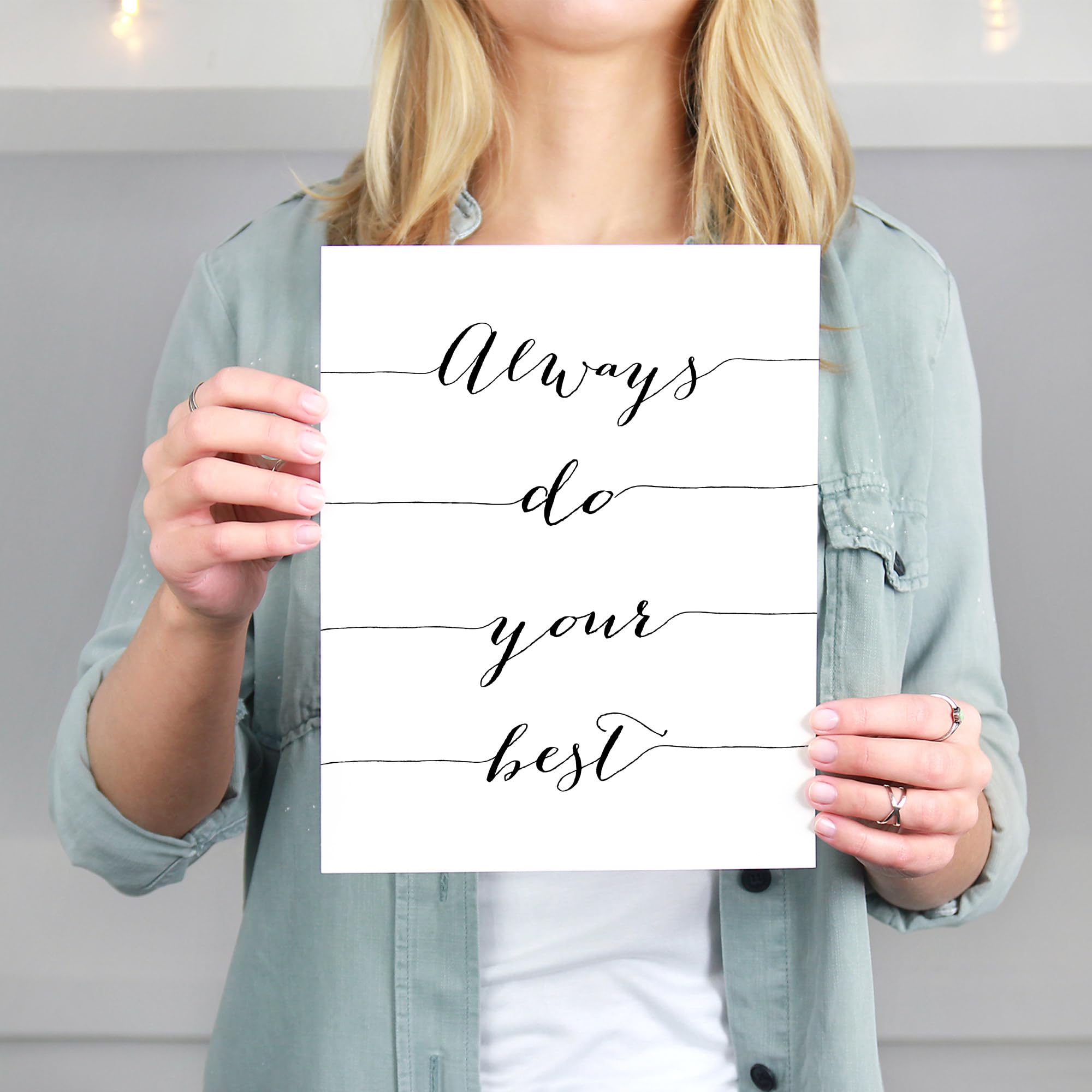 Always Do Your Best Calligraphy Art Print - Unframed 8x10 | Inspirational Quote Wall Art | Motivational Home & Office Decor | Elegant Farmhouse Style | Perfect for Study Room, Living Room, Bedroom or Gift