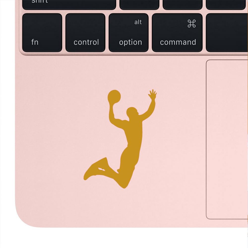 Premium Metallic Gold Basketball Dunk Vinyl Decal Stickers (Set of 2) - Waterproof, Durable for Laptop, Phone, Helmet, Car, Mug, Wall Decor - Perfect for Sports Fans & Home Office Decoration