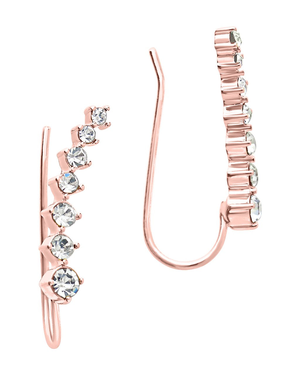 Graduated CZ Crawler Earrings - Elegant Cubic Zirconia Hoop Earrings for Women, Perfect for Parties, Weddings & Everyday Wear