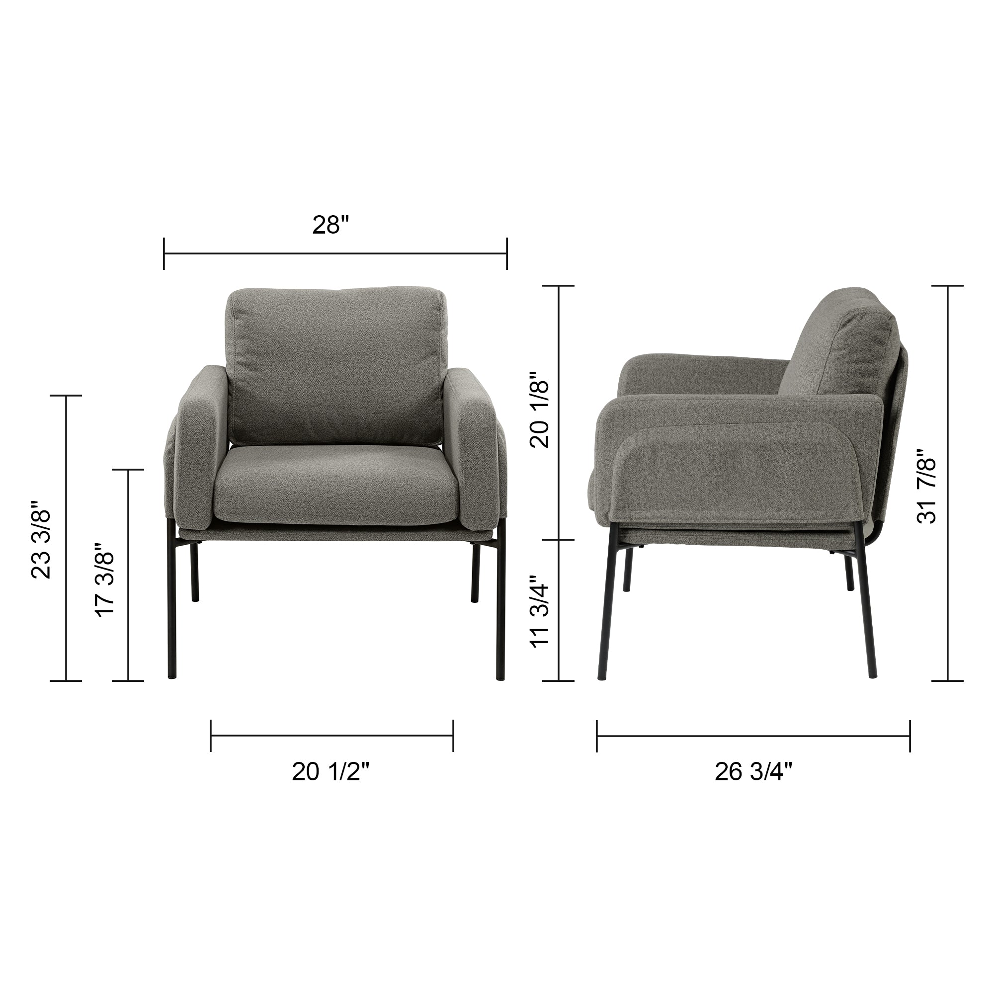 Weston Ant Fabric Lounge Chair - Dark Khaki - Modern Comfortable Accent Chair for Living Room, Bedroom, or Office - Perfect for Relaxing & Reading