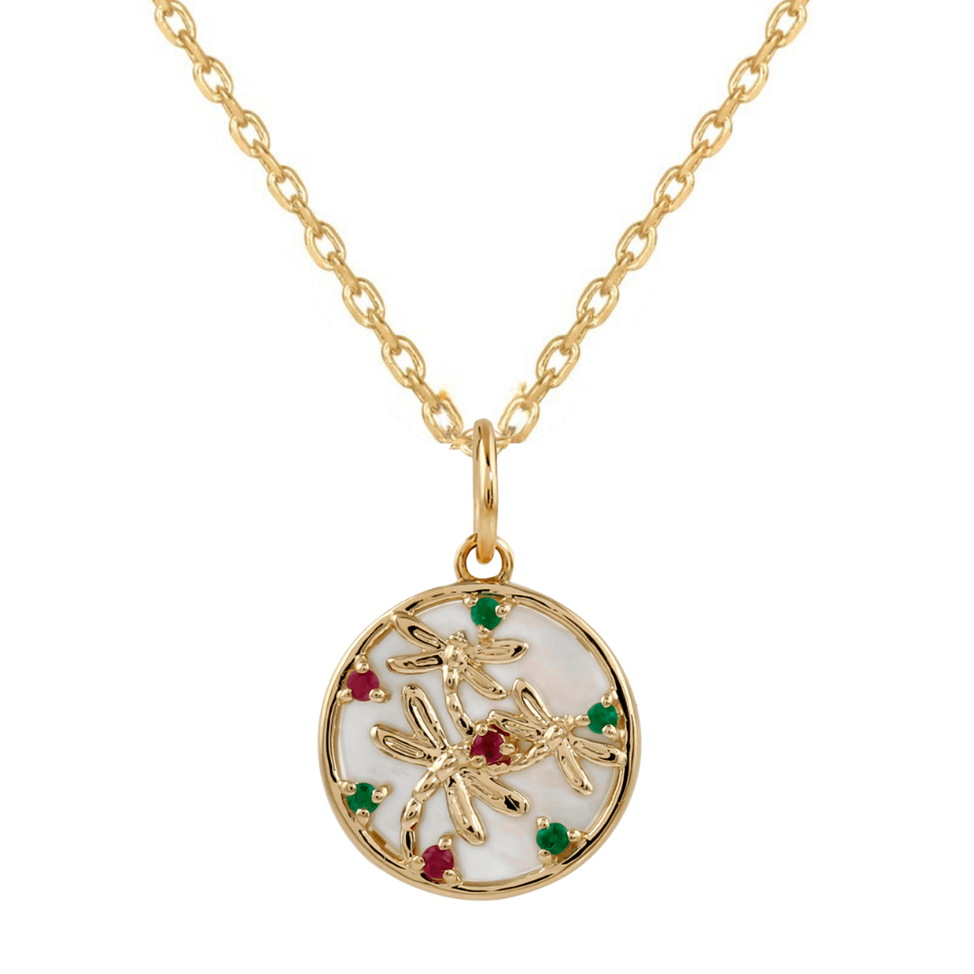 Elegant Mother of Pearl Dragonfly Pendant Necklace - Handcrafted Jewelry for Women - Perfect for Weddings, Anniversaries & Special Occasions