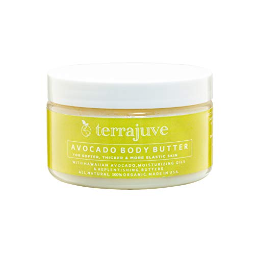 Terrajuve Organic Avocado Face and Body Cream - Hydrating Lotion for Soft, Silky & Elastic Skin - Made in USA with Hawaiian Avocado Oil - All Natural Moisturizer for Dry Skin Care - Perfect for Daily Hydration & Nighttime Skincare Routine