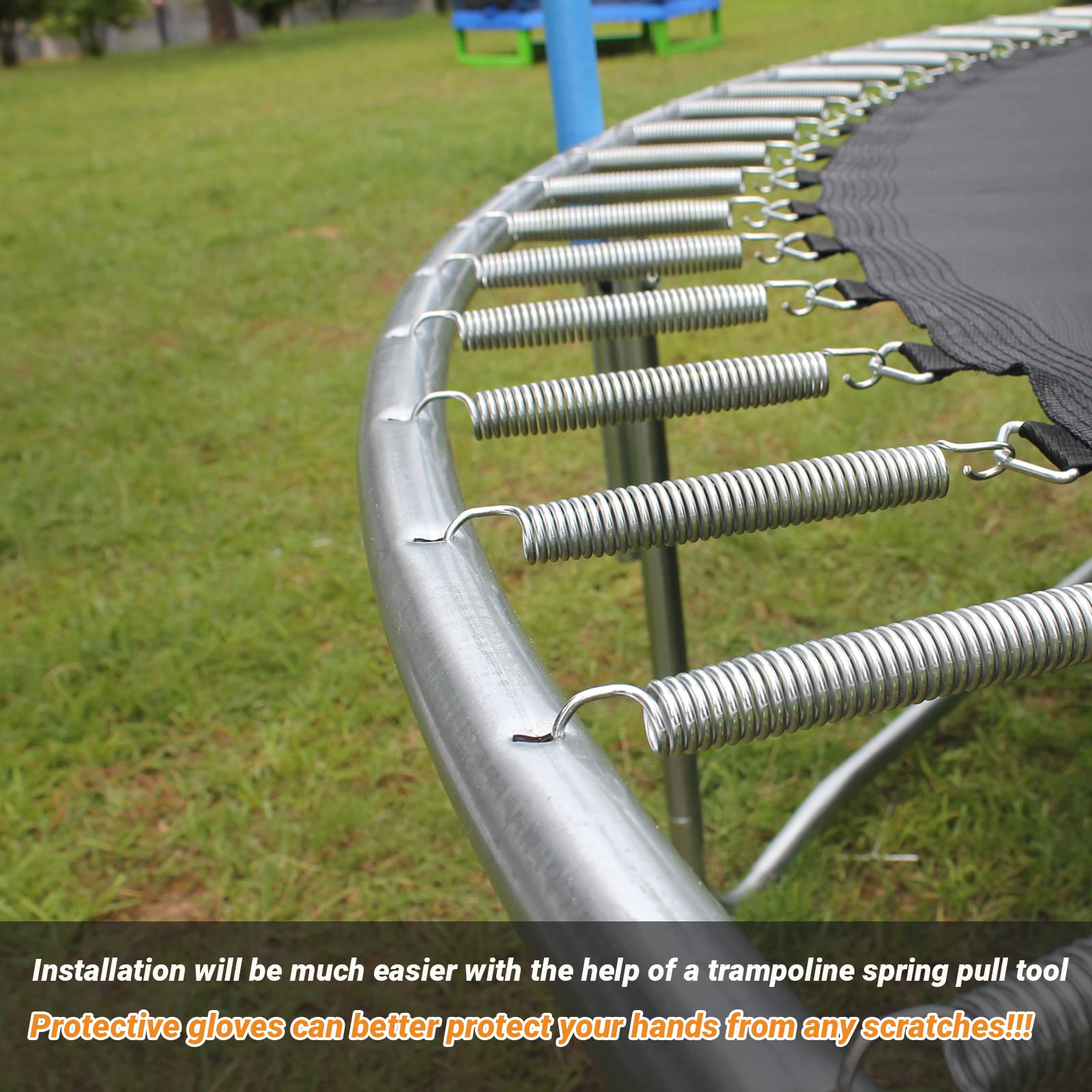 Heavy Duty Stainless Steel Trampoline Replacement Springs - Weather-Resistant Universal Fit with Included Tool & Gloves | Perfect for Backyard Trampoline Repair, Gym Equipment Maintenance, and Outdoor Playground Safety Upgrades