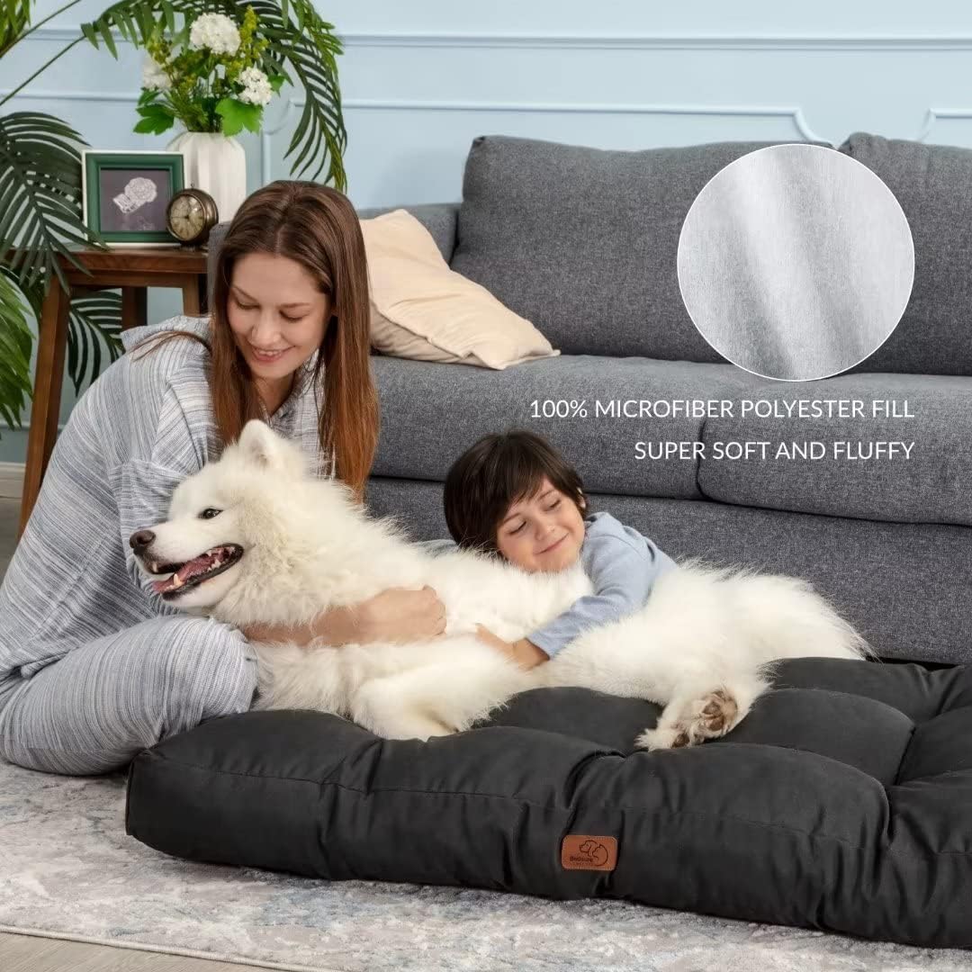 Bedsure Waterproof Dog Bed Extra Large - Washable XXL Dog Mattress for Large Dogs with Durable Oxford Fabric, Water Resistant Flat Pet Pillow for Dog Crate & Kennel, Black XL Dog Bed (111x89x10cm) - Perfect for Indoor, Outdoor & Travel Use
