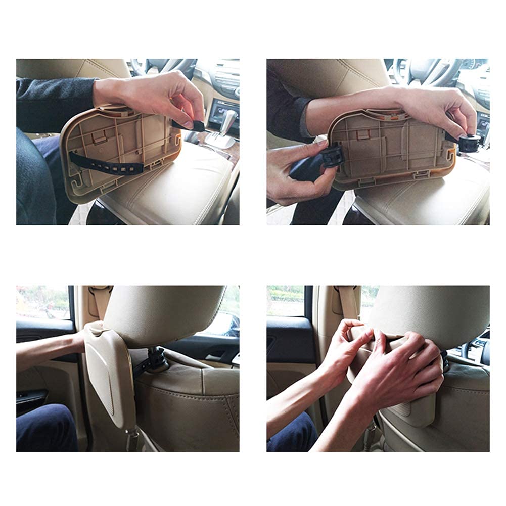 **MADAGI Foldable Car Backseat Organizer - Portable Travel Tray for Food, Drinks, Laptop & Writing - Black (1-Piece) | Perfect for Road Trips, Commuting & Dining on the Go**