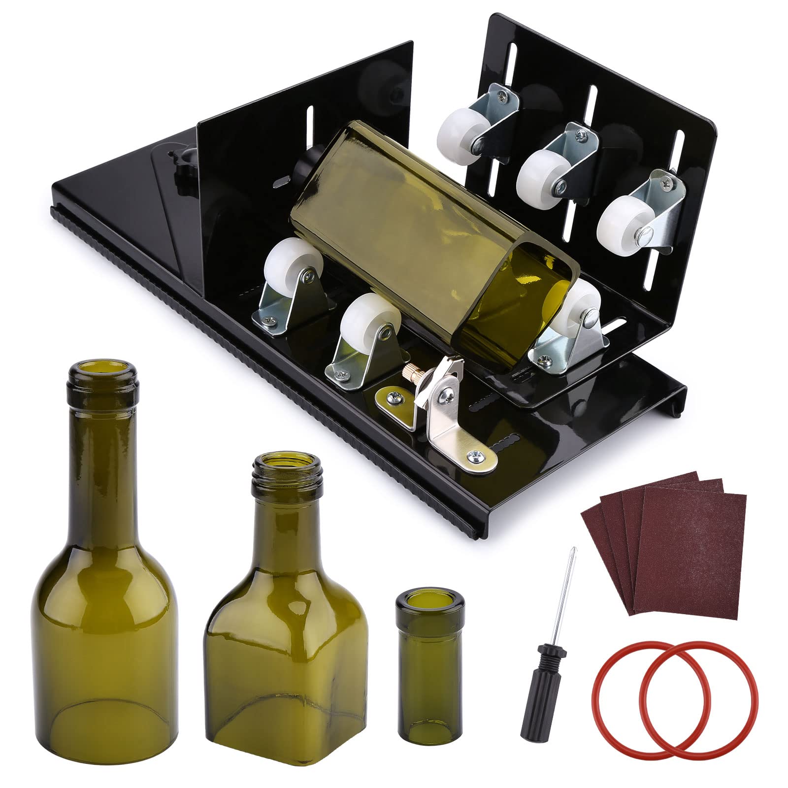 Upgraded Glass Bottle Cutter - Fixm Bottle Cutter for Round & Square Bottles, Wine, Beer, Whisky, Champagne, Water & Soda Bottles (Black) - DIY Craft, Home Decor, Gift Making Tool